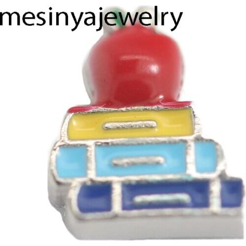 10pcs Apple And Book Custom Floating Charms for Glass Locket