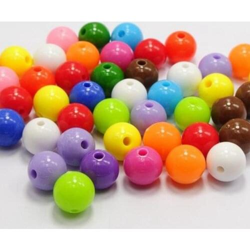 100 Mixed Bubblegum Color Acrylic Round Beads 10mm(3/8") Smooth Ball