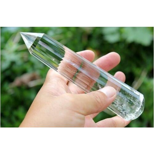 6.15" 24 sided VOGEL Style Clear Natural QUARTZ CRYSTAL POINT Round bottom 263g