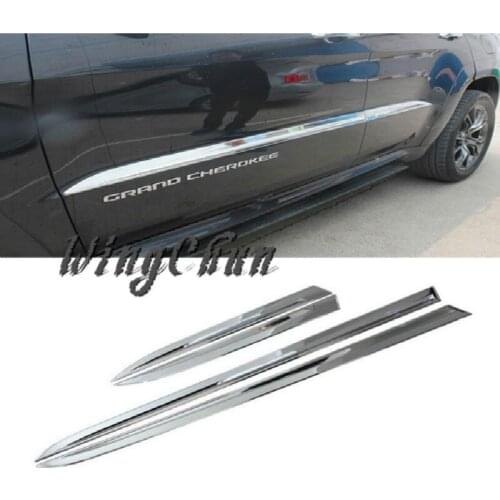 4pcs Chrome Car Body Side Door Decoration Strip For Jeep Grand Cherokee 2014-2015 Auto Styling Crash Protect Cover Trims Sticker