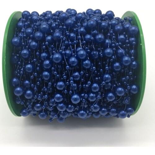 5yards Blue Fishing Line Artificial Pearls Beads Chain Garland Flowers Wedding Party Decoration Brides Headgear