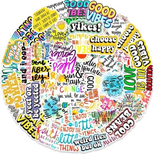 50Pcs Motivational Phrases Inspirational Life Quotes Decals Pack Laptop Study Room Scrapbooking Waterproof Graffiti Sticker
