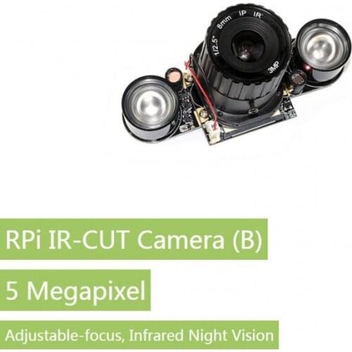 5MP IR-CUT Camera Module for Raspberry Pi 4B/3B/Zero W, 1080p Resolution Supports Night Vision with Infrared LED