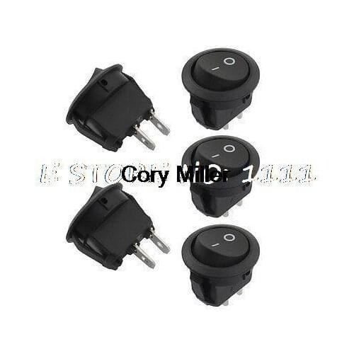 AC 6A/250V 10A/125V 2 Pin SPST Black Button On/Off Round Boat Rocker Switch