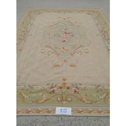 Free shipping 9'X12' Aubusson rugs Black Beige medallian aubusson rugs for home decoration bedrooom rugs