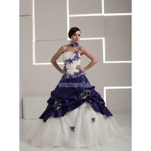 Free shipping 2016 new design hot real image bridal gown good quality custom size/color ball gown lace up wedding dress colored