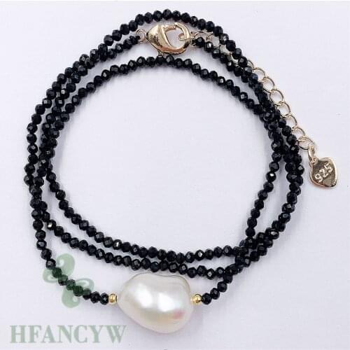 Black Spinel Freshwater Baroque Pearl Pendant Necklace 18Inch Flawless Classic Aurora Real Accessories Chain Wedding