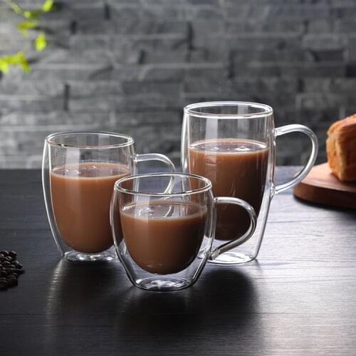 Double wall espresso cup 80 / 250 / 350 / 450 ml Mug Coffee Cup heat resistant transparent glass cup Water cup milk cup