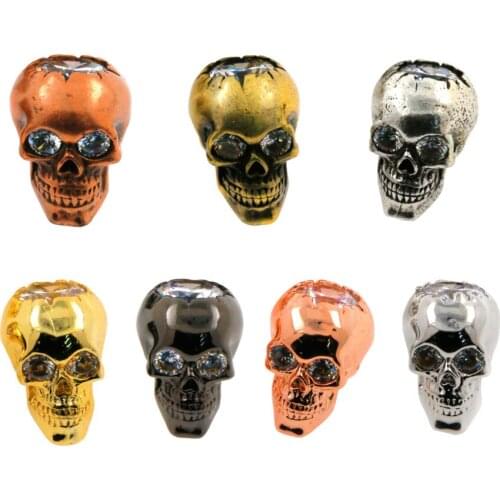 Skull bead ,Mens rose gold spacer beads charms/ micro pave bead/Cubic Zirconia CZ space beads