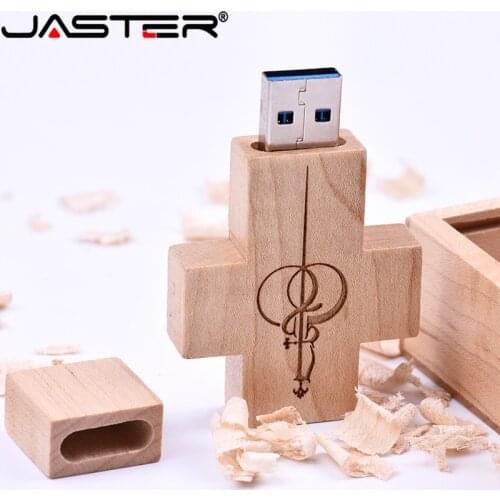 JASTER USB 2.0 wooden pendrive wood Cross USB Flash Drive USB Momery stick 4GB 8GB 16GB 32GB 64GB U disk Crosses keychain gift