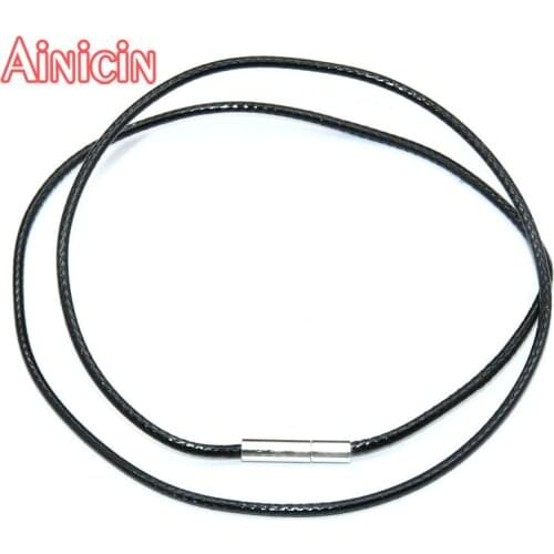 Cheap Black Leather Cord Chains 2mm 3mm Diameter Plug Buckle For Fashion Necklace Making Findings