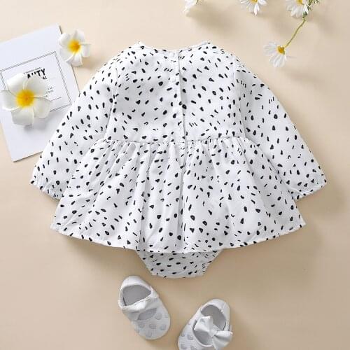 Autumn 0-24M Infant Baby Girls Cute Rompers Dress Polka Dot Printed Long Sleeve Ruffles Jumpsuits Spring Baby Costumes