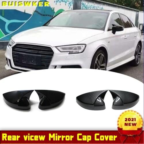 For Audi A3 S3 8V RS3 2013 2014 2015 2016 2017 2018 2019 RearView Mirror Case Cover Carbon fiber pattern or Black Cover