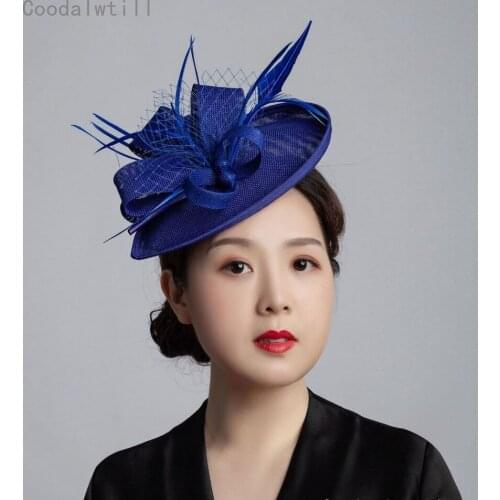 Imitation Sinamay Loop Veil and Feather Fascinator Wedding Formal Hat Women Kentucky Derby Ascot Melbourne Cup Church Headpiece
