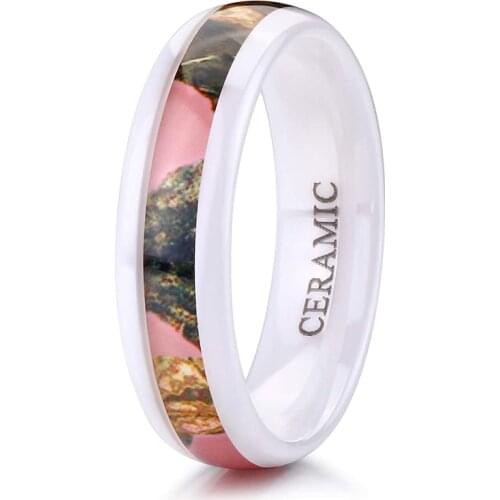 EAMTI Ceramic Ring In Black and White, with Color Painting Polished Beveled Edge Plating Wedding Ring for Couples