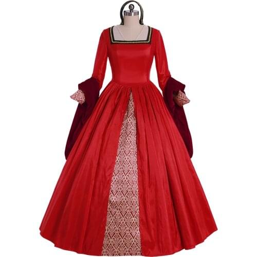 Cosplaydiy Elizabeth Tudor Queen Red Dress Elizabeth Tudor Period Anne Boleyn Cosplay Costume Ball Gown Custom Made L320