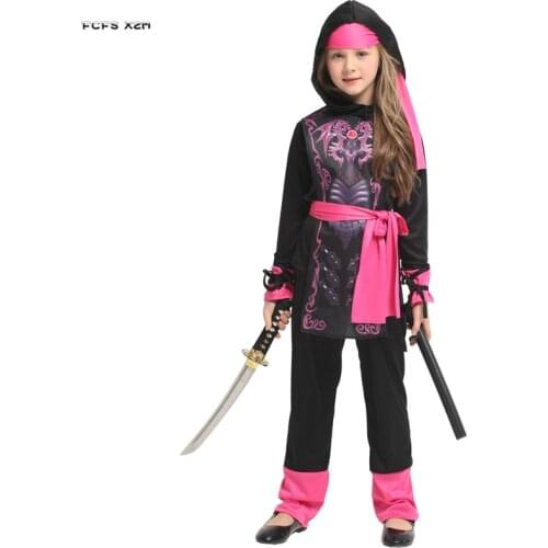 M-XXL Girls Naruto anime Cosplay Kids Children Halloween Warrior Ninja Costume Carnival Purim stage play Masquerade Party Dress
