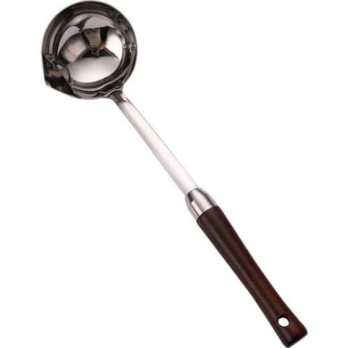 304 Stainless Steel Small Waist Wood Handle Oil Separator Domestic Filter Oil Separator Heat Insulation Oil Separator