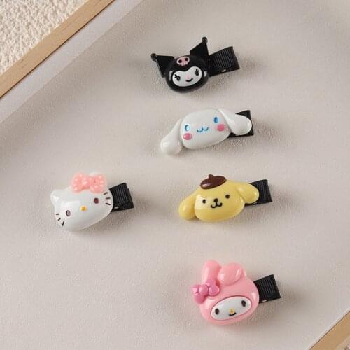Kawaii Japanese Hairpin Cute Cartoon Kuromi My Melody Cinnamoroll Kt Bangs Clip Girl Headdress Hairpin Toy Christmas Gift