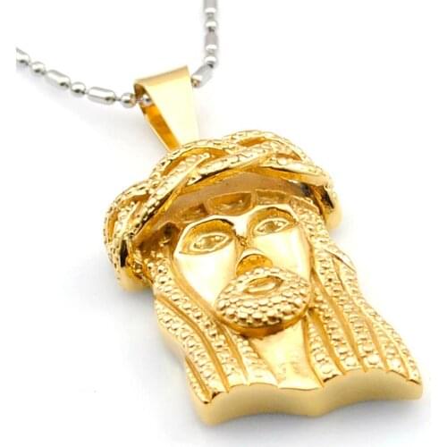 Dolaime Retro Fashion Hooded Jesus Head Pendant Necklace Mens Stainless Steel Pendant Jewelry, GP1640