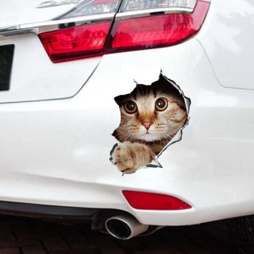 Fashion Car Stickers 3D Stereo Anime Funny Creative Personality Kitten Dog Simulation Stickers Car Styling Accessories