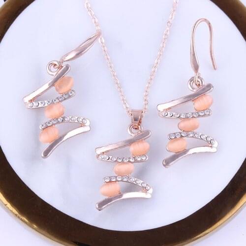 Fashion Rhinestone Inlaid Irregular Geometric Metal Pendent Earrings Necklace Set Korean Neck Ear Jewelry Sets for Women Girls
