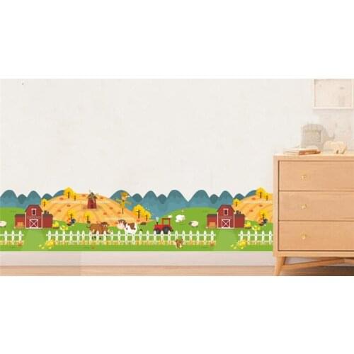 Cartoon Farm Animals Wall Stickers For Kids Room Bedroom Kindergarten Baseboard Home Decoration Diy Mural Art Pvc Wall Decals