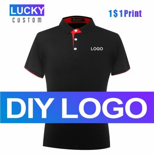 Mens Short-Sleeved Polo Shirt With Embroidery Custom Printed Logo, Business Casual Breathable Solid Color Breathable Lapel Top