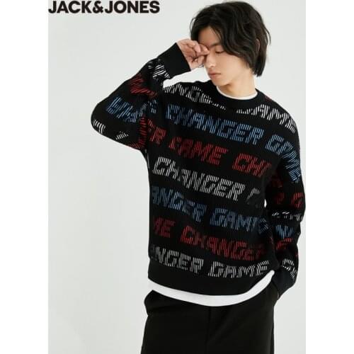 JackJones Mens OVERSIZED Letter Printed Round Neckline Knit Sweater | 220424009