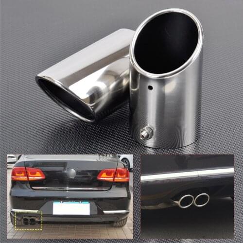 DWCX 2x STAINLESS STEEL EXHAUST TAIL REAR MUFFLER TRIM TIP PIPE TAILPIPE For VW Passat B6 2006-2014 CC 2008-2014 EOS 2006-2010