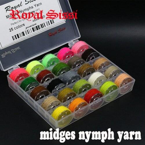 New 25colors/set midges nymphs yarn micro diameter fuzzy yarn for small fly bodies dry fly tying thread caddis tying materials