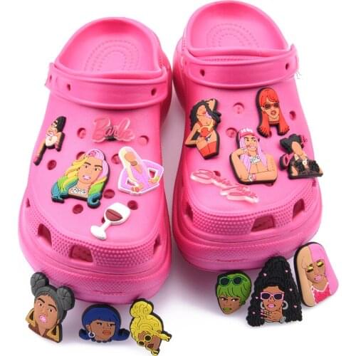 New Arrival 1 Pcs Croc Shoe Charms Cartoon Famous Superstar Clog Shoes Accessories Celebrity Singer Popular Actress Decorations