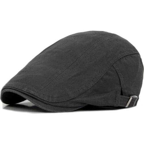 New Fashion Grey Mens Berets Winter Warm Striped Flat Cotton Caps High Quality Peaked Caps for Men