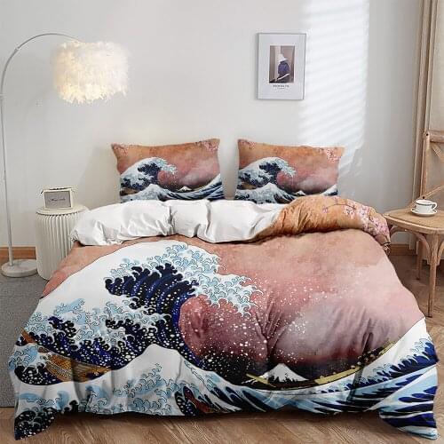 Custom 3D Print Fashion Waves Psychedelic Bedding Set Pillowcase Duvet Cover Modern Home Bedroom Decor Queen King Single