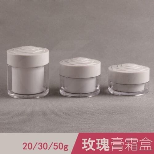 20g 30g 50g Empty Makeup Cosmetic Face Cream Jar Pot Bottle Acrylic Container with Rose Pattern Cap Portable Box 10pcs/lot
