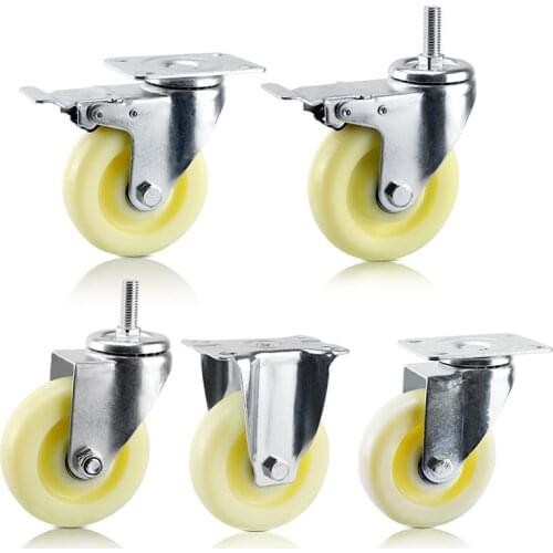 Furniture Casters Wheels Soft Rubber Swivel Caster White Roller Wheel For Platform Trolley Chair Household Accessori 3/4/5 inch