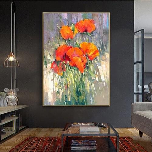 Safflower Handmade Oil Painting On Canvas Abstract Thick Texture Oil Paintings Home Bedroom Living Room Mural Decoration Picutre
