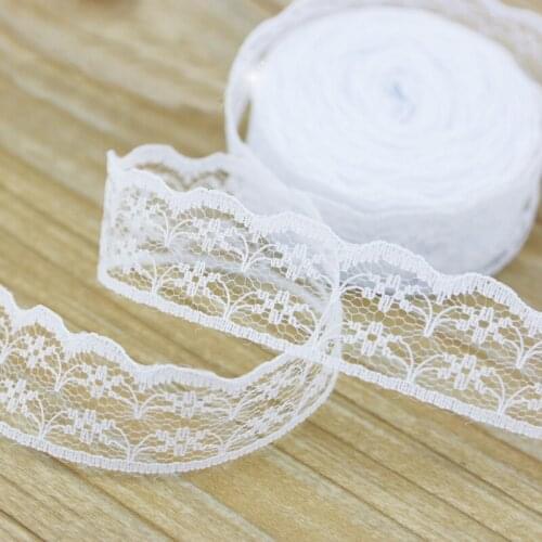 10 yards/roll) 2.25cm White Lace fabWebbing Decoration Lovely gift packing Cotton Material