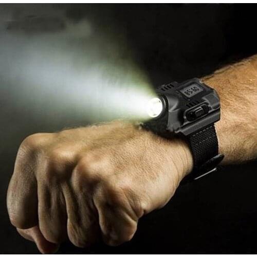 Waterproof LED Tactical Display Rechargeable Wrist Watch Flashlight Multi Tools Outdoor Lighting For Outdoor Camping Hunting