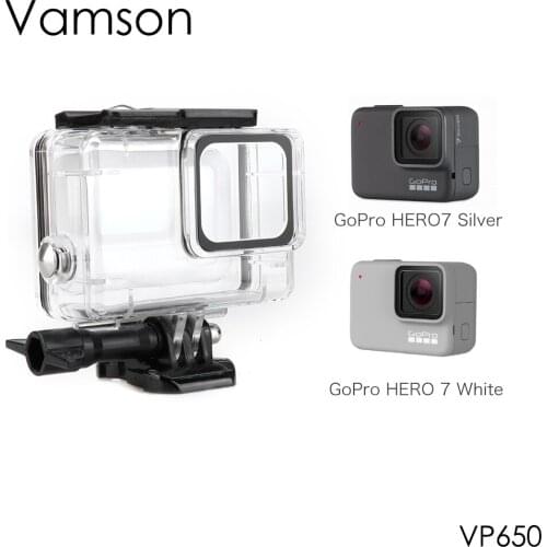Vamson Waterproof Case Diving Protective Housing Shell for GoPro Hero 7 White/Silver Camera Accessories 60m -VP650