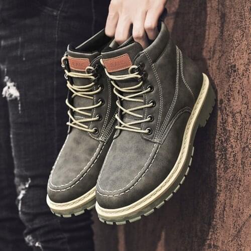 High Quality Fashion Winter Mens Boots Warm Working Boots Lace Up Mens Desert Boots Round Toe High Top Shoes O5-11