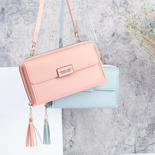 Women Shoulder Strap Bag Multifunction Long Wallet Fashion Tassel HandBag Hasp Card Holder Ladies Small Crossbody Cell Phone Bag