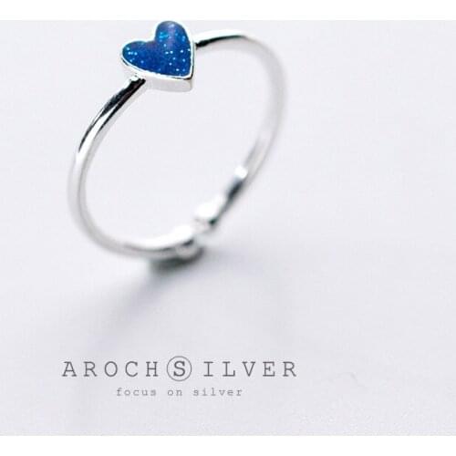 Punk Blue Heart Rings For Women Girls Fashion Irregular Finger Rings Gift 2021 Female Jewelry Party
