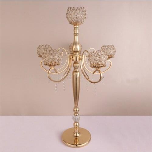 Gold Wedding candelabra crystal candle holder table centerpieces wedding decoration