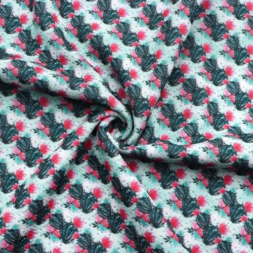 1/2Yard Cactus Flower Printed Bullet Textured Liverpool 4 Way Stretch Spandex Knit Fabric For Baby HeadWrap Scrunchies