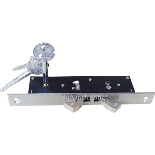 1PCS Stainless Steel Sliding Patio Door Mortise Latch Double Hook Lock Invisible Door Locks with 3PCS Cross Keys CD80