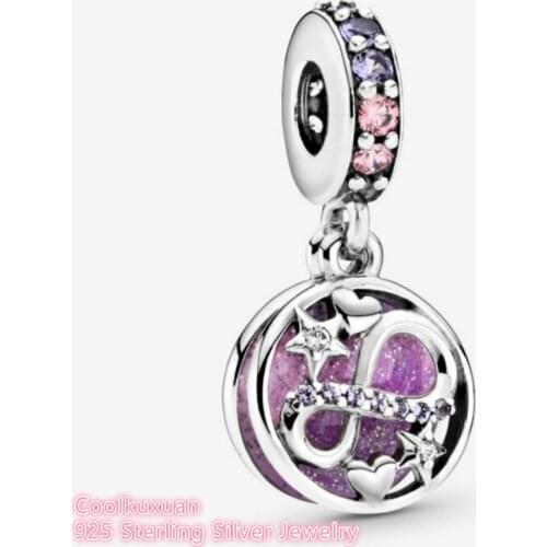 Mothers Day 100% Original 925 Sterling Silver Glittering Infinity Hearts & Stars Dangle Charm beads Fits Brand bracelets