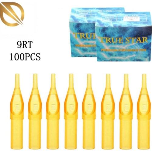 100pcs Tattoo Tips Assorted Size Tattoo Disposable Tips Tubes for Tattoo Gun Tattoo Needles Flat/Magnum Sterilize Plastic Tips