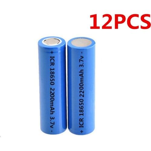 12pcs/lot 3.7V 18650 2200mAh rechargeable lithium battery 3.7V strong light flashlight anti-light special lithium battery