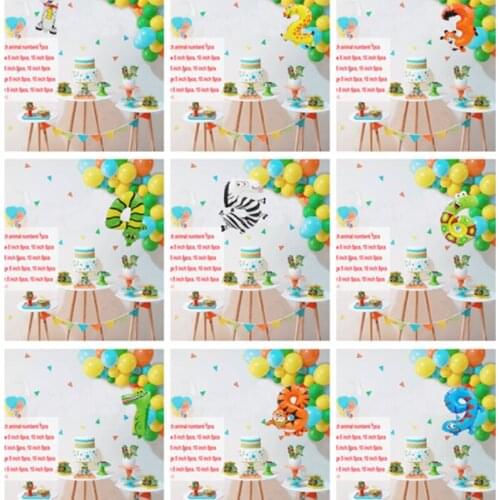 16 Inch Animal Number Aluminum Film Balloon wreath arch Children Happy Birthday Small Number Balloon Party Decoration Balloon